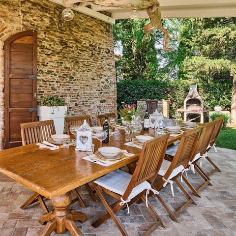 Indulge in an alfresco meal on the covered terrace