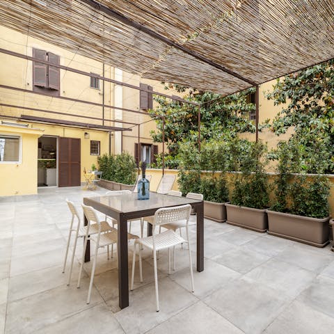 Savour relaxing evening drinks on the private terrace