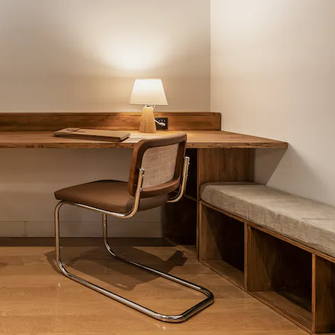 Work from home at the custom-built desk, or for more privacy, set-up in the master bedroom's study