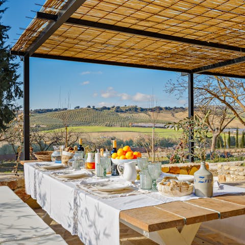 Gather everyone together for a big Spanish feast on the terrace