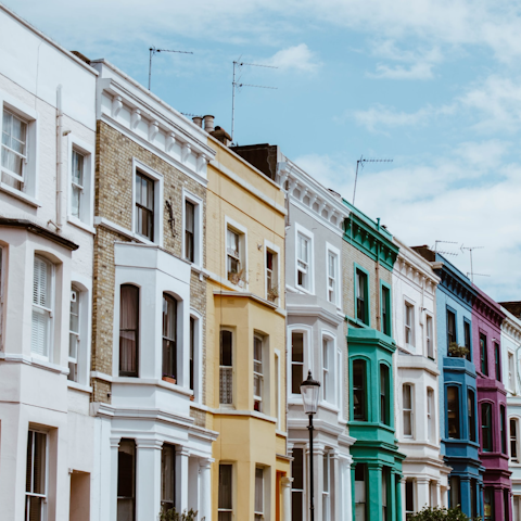 Visit Notting Hill, including Portobello Road Market, a fifteen-minute stroll away