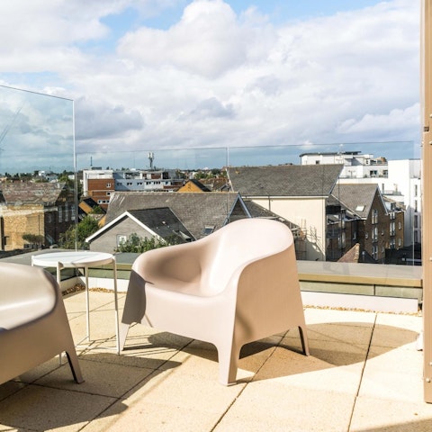 Enjoy the views over London from the balcony