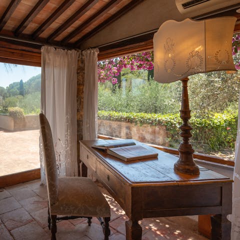 Jot down your thoughts and memories in the peaceful living area