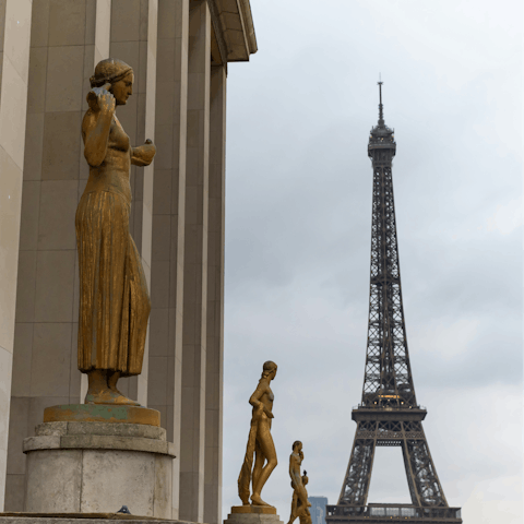 Admire the view at the Place du Trocadero, a seven-minute walk away