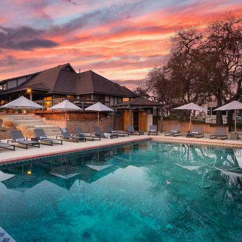 Grab a sun lounger by the private pool