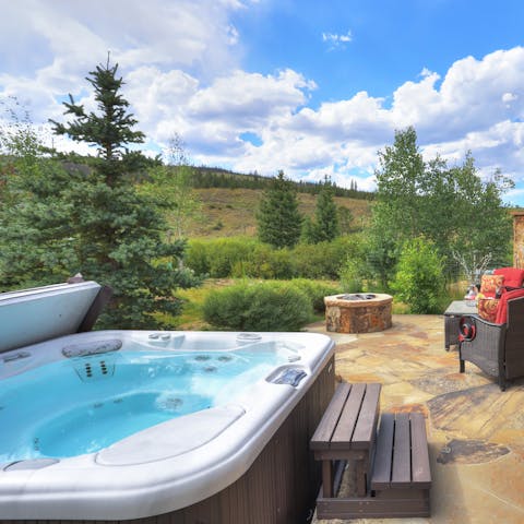 Bask in the Rocky Mountain views from the hot tub