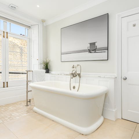 Run a luxurious bubble bath and soak after a day of exploring