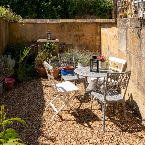 Relax on the patio area with a cold drink, after a long day exploring