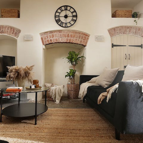 Snuggle up in the comfy and elegant living room