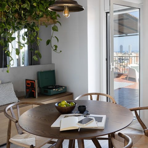 Enjoy the light streaming in through the full-length windows