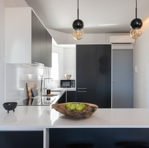 Cook to your heart's content in the large, open kitchen