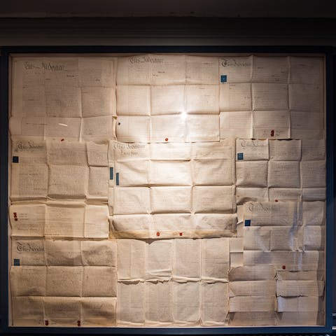 Get an insight into the history of the building from the fascinating framed paperwork