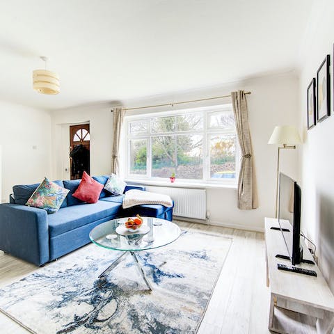 Kick back with a glass of wine in the cosy living area