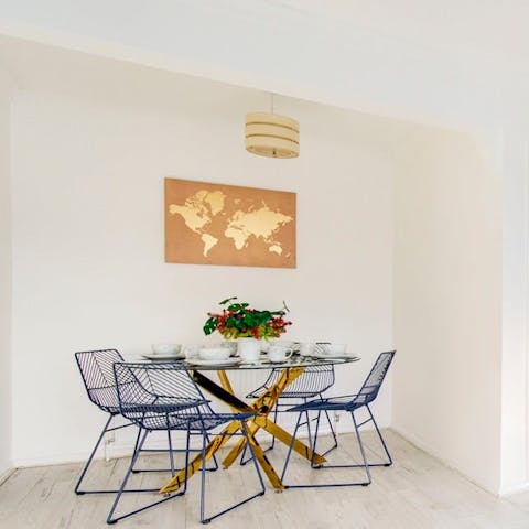 Tuck into home-cooked meals around the dining table