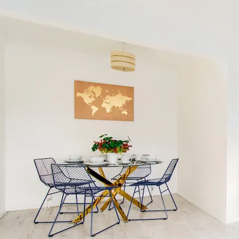 Tuck into home-cooked meals around the dining table