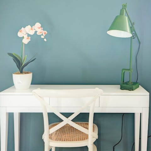 Catch up on work at the dedicated desk space
