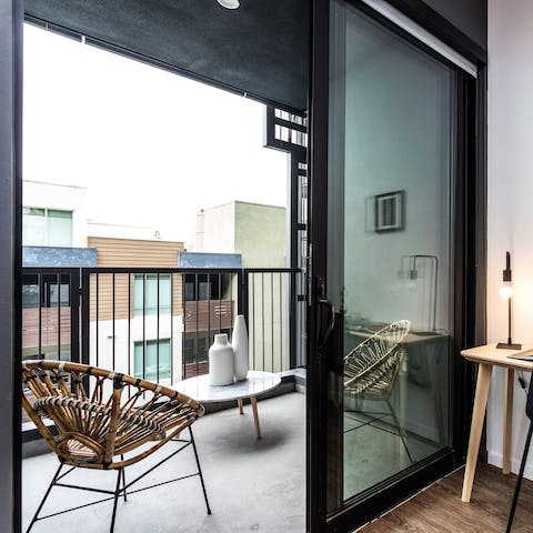 Enjoy your morning coffee on the private balcony