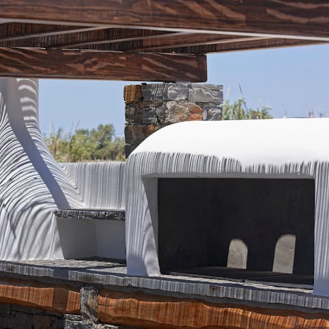 Try your hand at Greek cooking in the outdoor kitchen