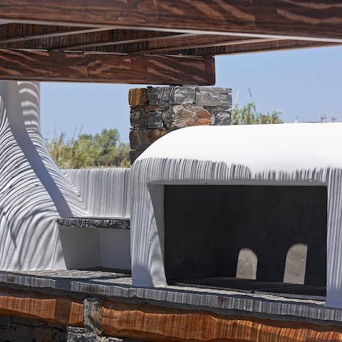Try your hand at Greek cooking in the outdoor kitchen