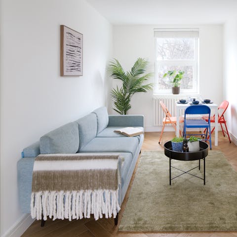 Make yourself at home in the bright living area