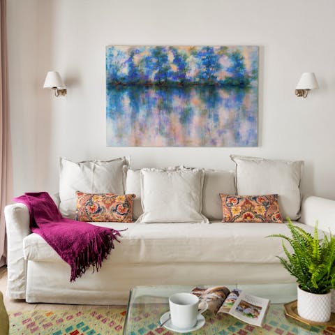 Chill out in the comfy lounge area after a day of sightseeing in Seville