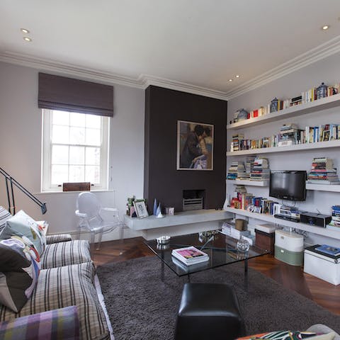 Pluck a book off the shelf and cosy up on the sofa