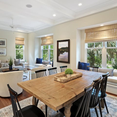 Tuck into a leisurely meal around the dining table