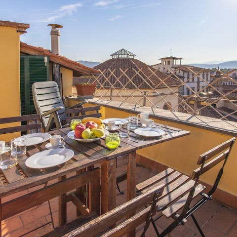 Start your days with Italian coffee and pastries on the balcony terrace