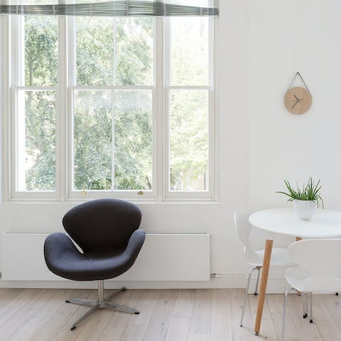 Feel at peace among the soothing, minimalist interior put together by your host