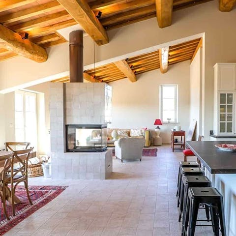 Gather by the fireplace when the Italian weather turns cooler