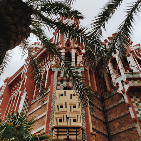 Visit Casa Vicens Gaudí, a short walk away