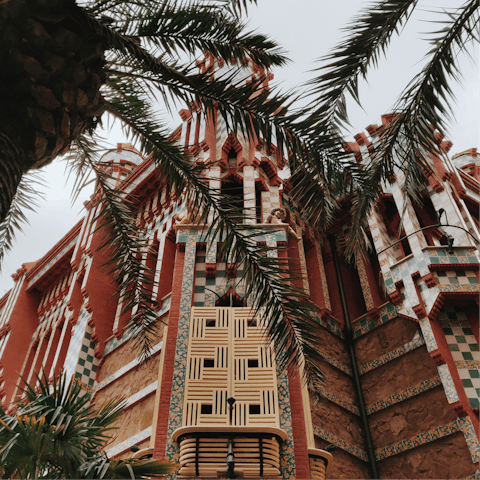 Visit Casa Vicens Gaudí, a short walk away