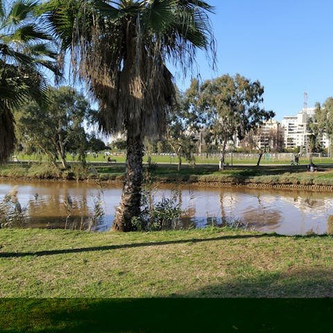 Take a stroll in Yarkon Park, it's ten minutes away by foot