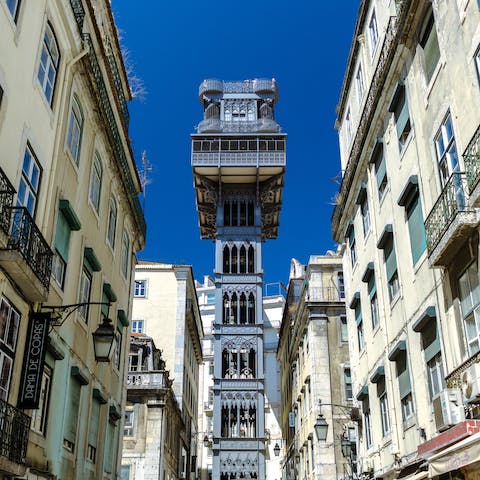 Take a ride on the historic Santa Justa Lift, a seven-minute walk away