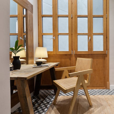 Catch up on work in the main bedroom's office nook