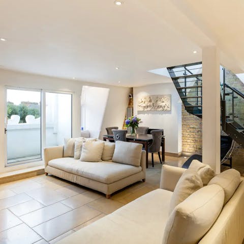 Make yourself at home in the breezy living space