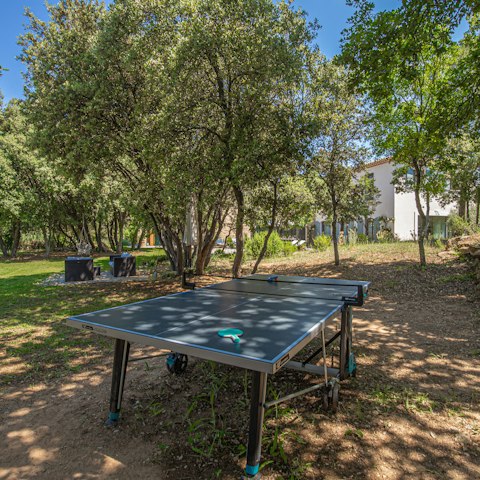 Enjoy games of table tennis in the dappled shade