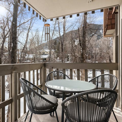 Enjoy evenings on the balcony overlooking the river