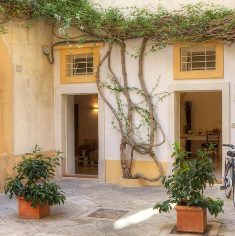 Get some fresh air on the quiet courtyard