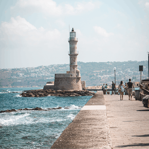 Soak up the sights of historic Heraklion, just a fifteen-minute drive away