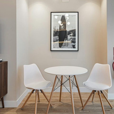 Get together for breakfast at the bistro table