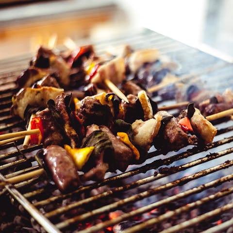 Grill lunch on the barbecue after a walk around the Somerset countryside