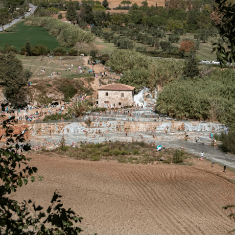 Drive 30km to the hot springs in Saturnia