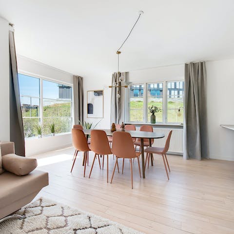 Sit down in the stylish dining area for group breakfasts