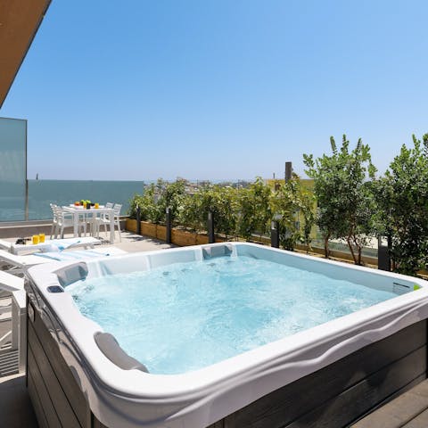 Pop some champagne and soak in the Jacuzzi bubbles