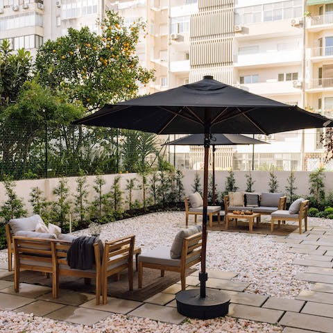 Savour sunset drinks on the shared terrace