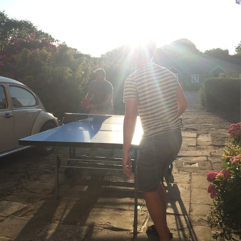 Challenge someone to a game of table tennis to decide who cooks dinner