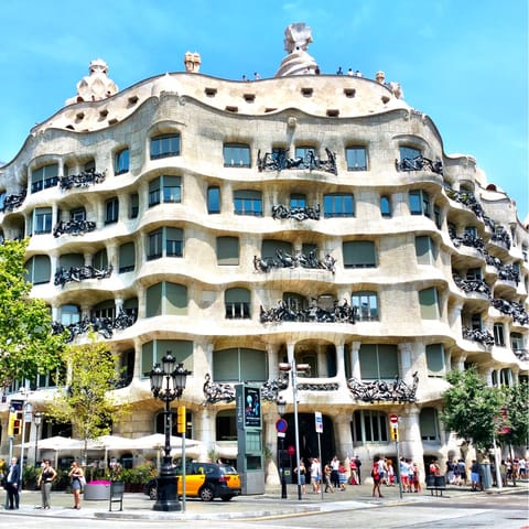 Take a tour around the Gaudi-designed Casa Milà, just over ten minutes away on foot