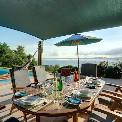 Serve up some Italian delicacies at the alfresco dining area