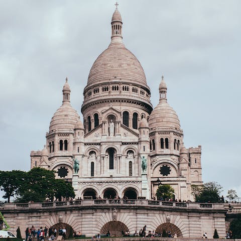 Visit the iconic Sacré-Cœur, just over ten minutes away